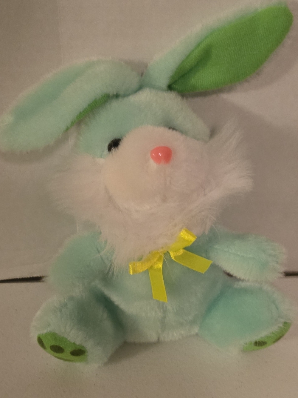 Plush Bunny Stuffed Animal – Mint Green Soft Toy with Yellow Bow